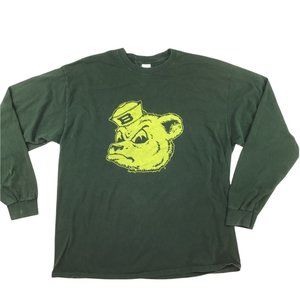 Mens long sleeve shirt tee t-shirt xl Bear green yellow graphic unisex